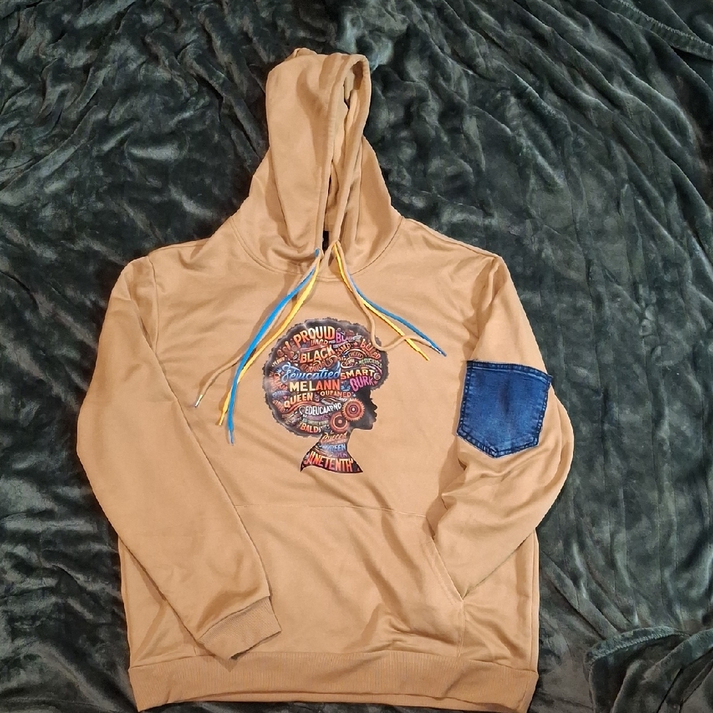 Tan Hoodie with Graphic Design